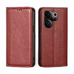 For Tecno Camon 20 Premier 5G Grid Texture Magnetic Flip Leather Phone Case(Red)