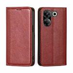 For Tecno Camon 20 Pro 5G Grid Texture Magnetic Flip Leather Phone Case(Red)