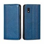For Sharp Aqous Wish3 Grid Texture Magnetic Flip Leather Phone Case(Blue)