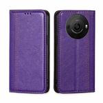 For Sharp Aquos R8 Pro SH-51 Grid Texture Magnetic Flip Leather Phone Case(Purple)