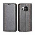 For Sharp Aquos R8 SH-52D Grid Texture Magnetic Flip Leather Phone Case(Grey)