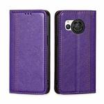 For Sharp Aquos R8 SH-52D Grid Texture Magnetic Flip Leather Phone Case(Purple)