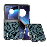 For Motorola Razr 40 Ultra ABEEL Genuine Leather Crocodile Pattern Black Edge Phone Case(Blue)