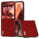 For Motorola Razr 60 Ultra ABEEL Genuine Leather Crocodile Pattern Black Edge Phone Case(Red)