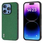 For iPhone 16 Pro ABEEL Genuine Leather Litchi Texture Phone Case(Green)