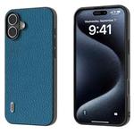 For iPhone 16 Plus ABEEL Genuine Leather Litchi Texture Phone Case(Blue)