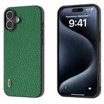 For iPhone 16 Plus ABEEL Genuine Leather Litchi Texture Phone Case(Green)