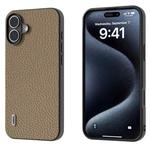 For iPhone 16 Plus ABEEL Genuine Leather Litchi Texture Phone Case(Grey)