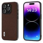 For iPhone 14 Pro ABEEL Carbon Fiber Texture Protective Phone Case(Dark Brown)