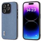 For iPhone 14 Pro Max ABEEL Carbon Fiber Texture Protective Phone Case(Light Blue)