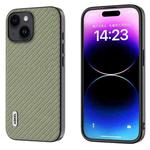 For iPhone 14 Plus ABEEL Carbon Fiber Texture Protective Phone Case(Green)