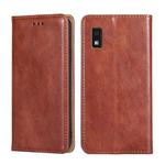For Sharp Aqous Wish3 Gloss Oil Solid Color Magnetic Leather Phone Case(Brown)