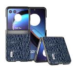 For Motorola Razr 40 Ultra ABEEL Genuine Leather Canopy Black Edge Phone Case(Blue)