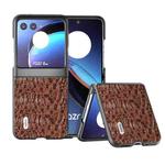 For Motorola Razr 40 Ultra ABEEL Genuine Leather Canopy Black Edge Phone Case(Brown)