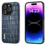 For iPhone 15 Pro ABEEL Crocodile Texture Genuine Leather Phone Case(Blue)