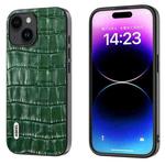 For iPhone 14 Plus ABEEL Crocodile Texture Genuine Leather Phone Case(Green)