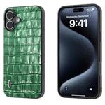 For iPhone 16 Plus ABEEL Crocodile Texture Genuine Leather Phone Case(Green)