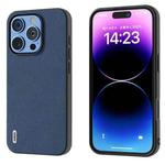 For iPhone 16 Pro ABEEL Genuine Leather + PC Litchi Texture Phone Case(Blue)