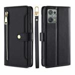 For Blackview Oscal C30 Lite Sheep Texture Cross-body Zipper Wallet Leather Phone Case(Black)