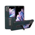 For OPPO Find N2 Flip ABEEL Genuine Leather Luolai Series Phone Case with Holder(Dark Green)