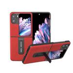 For OPPO Find N2 Flip ABEEL Genuine Leather Luolai Series Phone Case with Holder(Red)