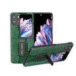 For OPPO Find N2 Flip ABEEL Genuine Leather Weilai Series Phone Case with Holder(Green)