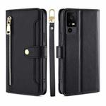 For TCL 40 XE 5G / 40X 5G Lite Sheep Texture Cross-body Zipper Wallet Leather Phone Case(Black)