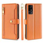 For TCL 40 XE 5G / 40X 5G Lite Sheep Texture Cross-body Zipper Wallet Leather Phone Case(Orange)