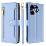 For Infinix Hot 40i Sheep Texture Cross-body Zipper Wallet Leather Phone Case(Blue)