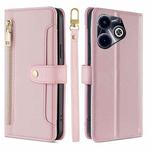 For Infinix Hot 40i Sheep Texture Cross-body Zipper Wallet Leather Phone Case(Pink)