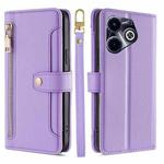 For Infinix Hot 40i Sheep Texture Cross-body Zipper Wallet Leather Phone Case(Purple)