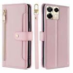 For Infinix Note 40 Pro 5G Sheep Texture Cross-body Zipper Wallet Leather Phone Case(Pink)