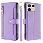 For Infinix Note 40 Pro 5G Sheep Texture Cross-body Zipper Wallet Leather Phone Case(Purple)