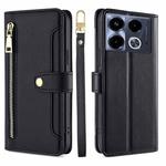 For Infinix Note 40 4G Sheep Texture Cross-body Zipper Wallet Leather Phone Case(Black)