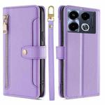 For Infinix Note 40 4G Sheep Texture Cross-body Zipper Wallet Leather Phone Case(Purple)