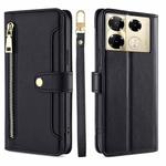 For Infinix Note 40 Pro 4G Sheep Texture Cross-body Zipper Wallet Leather Phone Case(Black)