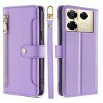For Infinix Note 40 Pro 4G Sheep Texture Cross-body Zipper Wallet Leather Phone Case(Purple)