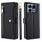 For Infinix Note 40 5G Sheep Texture Cross-body Zipper Wallet Leather Phone Case(Black)