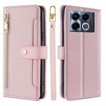 For Infinix Note 40 5G Sheep Texture Cross-body Zipper Wallet Leather Phone Case(Pink)