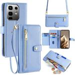 For Infinix Note 50 4G Sheep Texture Cross-body Zipper Wallet Leather Phone Case(Blue)