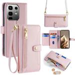 For Infinix Note 50 4G Sheep Texture Cross-body Zipper Wallet Leather Phone Case(Pink)
