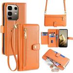 For Infinix Note 50 Pro+ 5G Sheep Texture Cross-body Zipper Wallet Leather Phone Case(Orange)