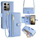 For Infinix Note 50 Pro+ 5G Sheep Texture Cross-body Zipper Wallet Leather Phone Case(Blue)