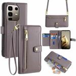 For Infinix Note 50 Pro+ 5G Sheep Texture Cross-body Zipper Wallet Leather Phone Case(Grey)