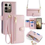 For Infinix Note 50 Pro+ 5G Sheep Texture Cross-body Zipper Wallet Leather Phone Case(Pink)