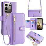 For Infinix Note 50 Pro+ 5G Sheep Texture Cross-body Zipper Wallet Leather Phone Case(Purple)