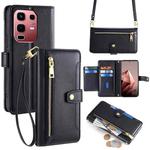 For Infinix Note 50s 5G Sheep Texture Cross-body Zipper Wallet Leather Phone Case(Black)