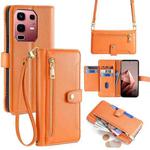 For Infinix Note 50s 5G Sheep Texture Cross-body Zipper Wallet Leather Phone Case(Orange)