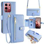 For Infinix Note 50s 5G Sheep Texture Cross-body Zipper Wallet Leather Phone Case(Blue)