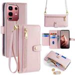 For Infinix Note 50s 5G Sheep Texture Cross-body Zipper Wallet Leather Phone Case(Pink)
